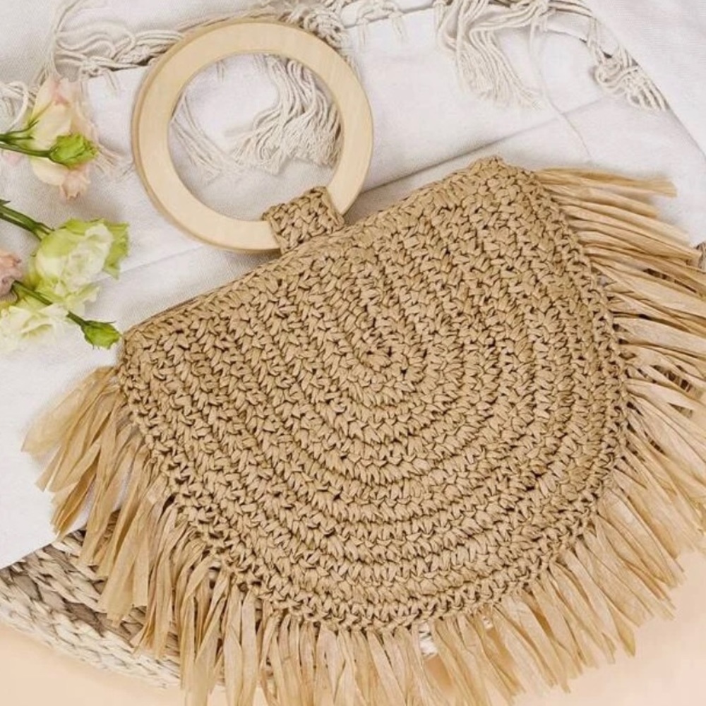 Straw beach style bag handmade